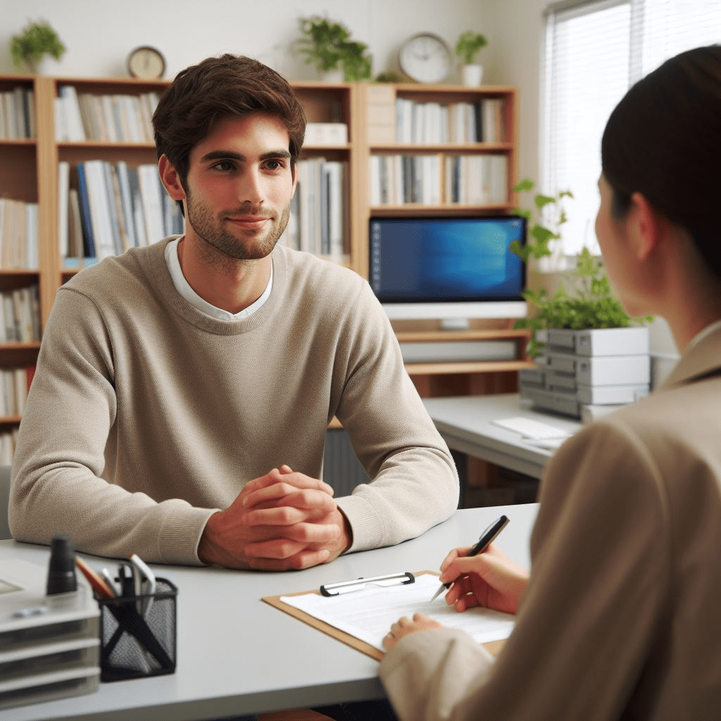 a 25-year-old person in a university office